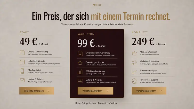 Preisübersicht als Arbeitsfläche des Zähler-Auditors